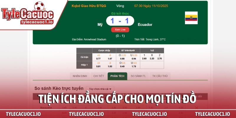 Kết quả bóng đá 2 Tiện ích đẳng cấp cho mọi tín đồ